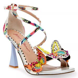 109$ Betsey Johnson Trudie Butterfly Strappy Dress Sandal Size 5.5 US Multicolor
